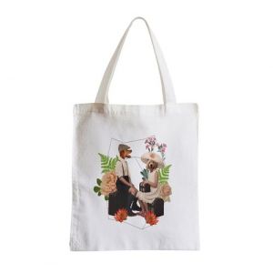 Grand sac pour shopping Couple chien 1930 collage