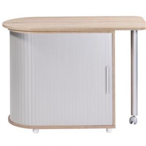 Bureau Pivotant et Meuble de Rangement Ch&ecirc;ne 2 Niches 77 x 71,7 x 47 cm - Aluminium - L 105 x l 55 x H 74.7 cm