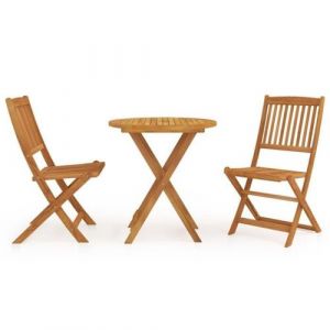 Mobilier de jardin - Acacia - Ensemble pliable 3 pcs - Table ronde - 4 personnes - Facile &agrave; nettoyer