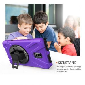 WISETONY® Etui de protection pivotant à 360 ° avec dragonne pour Samsung Galaxy Tab Activ2 T390/T395/T397 8.0 - Violet