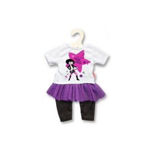 Ensemble rock star (t-shirt  collant  jupe) pour poup&eacute;e poupon 35-45 cm (r&eacute;f.h12)