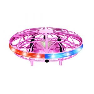 Mini UFO Drone pour Enfants Wabecil Jouet Volant Ball avec Lumière Led,12*12*5cm-Rose