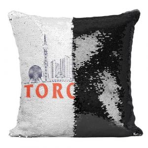 Fabulous Coussin avec Housse Sequin - Paillettes Noir Toronto Minimalist [40 x 40 cm]