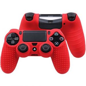Coque de protection en silicone antidérapant pour manette PS4/Slim/Pro - Rouge