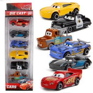 Véhicule Disney Pixar Mack Jeu Enfant Pack de 6 Pièces, 7*3.3*2cm / voiture-Jaune,Bleu,Noir,Marron et Rouge