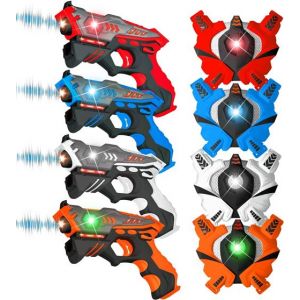 VATOS Jeu de Pistolet Laser avec Gilets pour 4 joueurs Meilleur Cadeau pour Garçons Filles 6+ ans
