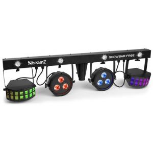 BeamZ Showbar LED - Barre en T, 2x PAR 2x Derby, Mode DMX avec Télécommande et Sacoche