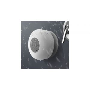Enceinte waterproof bluetooth pour smartphone samsung, huawei, sony, etc ventouse haut-parleur micro douche petite (blanc)