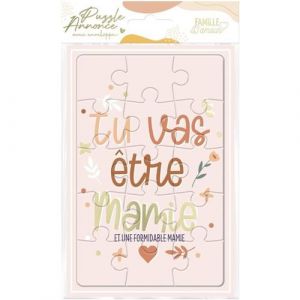 Carte puzzle - Annonce naissance originale - Tu vas &ecirc;tre mamie - 15x10cm
