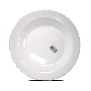 Service de table service de 72 assiette creuse plat de service rond en verre - Diamètre 23 cm -JUANIO-