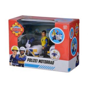 Coffret sam le pompier - moto de police de malcolm - figurine articulée + accessoires - set jouet + carte tigre