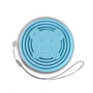 Gobelet Pliable Portable en Silicone FONGWAN Tasse Rétractable de Voyage avec Couvercle pour Camping Pique-Nique - Bleu