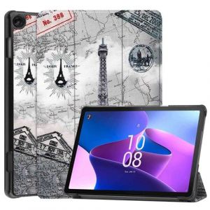 Housse pour Lenovo Tab M10 3eme generation TB-328FU / TB-328XU (10,1 pouces) - etui coque pochette simili cuir - TOUR EIFFEL - htdmobiles