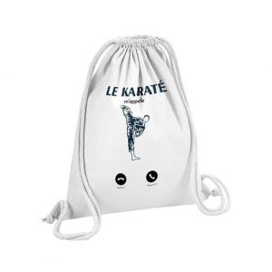 Fabulous Sac de Gym en Coton Blanc Le Karaté M'Appelle 12 Litres