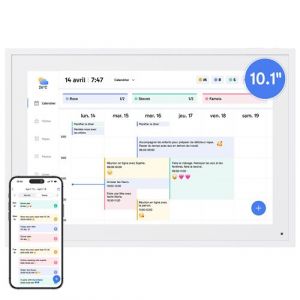 Cadre photo numérique Dragon touch 10,1″ Calendrier Dynamique Écran Tactile Familiale/Desktop+ Partage Multi-utilisateurs Blanc