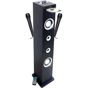 Tour de son CD et Karaoké Inovalley HP49CD, 100W USB Bluetooth RADIO FM, 2 Microphones + Jeu lumière LED, Colonne Chambre Salon