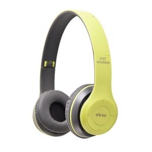 Casque sans fil pliable P47 9D HIFI st&eacute;r&eacute;o pour mobile xiaomi iphone tablette sumsamg casque Bluetooth avec prise en charge micro carte SD vert