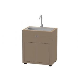 Meuble cuisine ext&eacute;rieure avec &eacute;vier int&eacute;gr&eacute; - 80 x 55 cm &ndash; taupe &ndash; Le Marquier