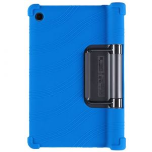 Coque en silicone flexible avec b&eacute;quille pliable bleu fonc&eacute; pour votre Lenovo Yoga Tab 11
