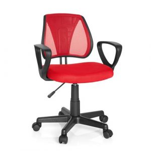 Chaise de bureau enfant / siège de bureau enfant KIDDY CD tissu maille rouge