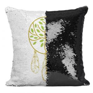 Fabulous Coussin avec Housse Sequin - Paillettes Noir Arbre Nature Dreamcatcher [40 x 40 cm]