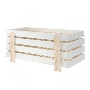 STAPEL - Lot de 4 Lits Empilables 90x200cm Blancs Puzzle - Altobuy