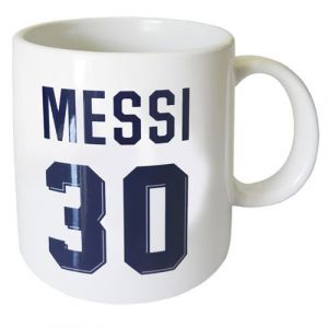 LA PLUME DOREE Tasse en céramique blanche PSG Messi - H. 10 cm - Diam. 8 cm