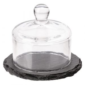 Plateau en ardoise avec cloche en verre   APS