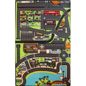 Tapis enfant – Circuit de voitures dans la ville - 130 x 200 cm