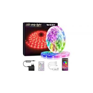 10m ruban led bleutooth,bande led 300 leds 5050 rgb contrôlé par app du smartphone, synchroniser avec rythme de musique de minuterie, décoration de