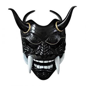 Masque Assassin japonais Latex pour la fête d'Halloween-Noir