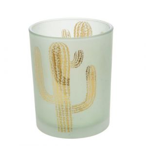 Photophore cactus 12 cm (lot de 2) - Lou De Castellane - Vert - Verre