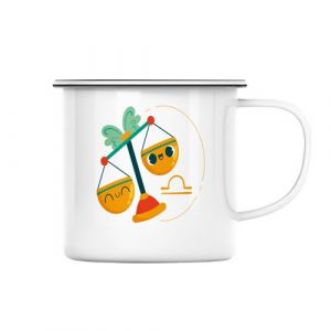 Fabulous Mug en métal émaille Balance Illustration Signe Astrologie