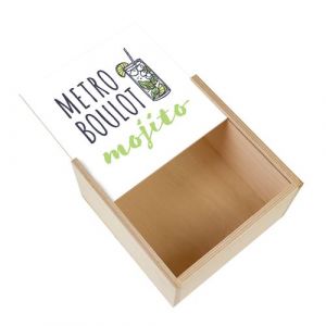 Boite Coffret en Bois - Fabulous - Métro Boulot Mojito (11 x 11 x 3,5 cm)