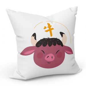 Fabulous Coussin Blanc Boeuf Illustration Zodiaque Chinois [40x40 cm]
