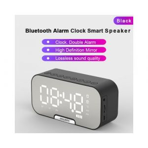 Enceinte bluetooth music Q5 -Avec affichage de l'heure par LED de chargement sans fil Miroir