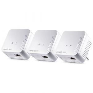 devolo Magic 1 WiFi mini Mesh Kit Multiroom, adaptateurs CPL WiFi - jusqu''a 1.200 Mbits/s, point d''acces WiFi, 3x ports Ethernet, prise integree, blanc