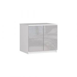 Surmeuble pour armoire AKORD S60 Blanc 60 cm 2 portes fa&ccedil;ade M&eacute;tallique Brillant 2 &eacute;tag&egrave;res 60x51x55 cm