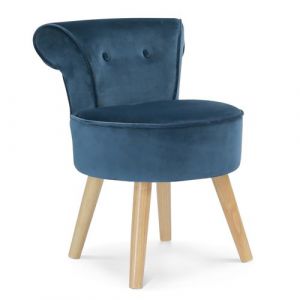 Fauteuil crapaud en velours bleu