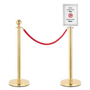 Stagecaptain PLS-150 Deluxe 2.1-200G poteaux de balisage syst. de guidage 2,0m dor&eacute; set avec panneau