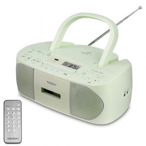 Lecteur Radio CD/Cassette Portable – MEDION MD43429 – 2x3W RMS – Télécommande – 40 présélections – Vert
