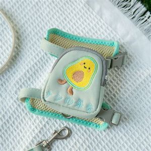 Harnais Chat avec Laisse et Sac à Dos Avocatier Mignon FONGWAN Réglable pour Chiot Chaton de Petite et Moyenne Taille, L - Vert