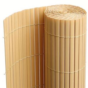 Canisse Brise vue en PVC tube Plat,Cl&ocirc;ture protection pour jardin terasse balcon coloris naturel Bambou - Hauteur 100 x Longueur 500 cm 1700g/m2