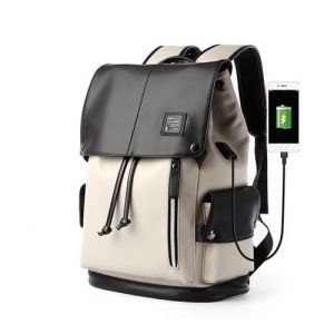 25PCS Sac à Dos convertible à Cordon en cuir Grande Capacité avec USB Port de charge pour ordinateur portable de 15,6 pouces Homme Femme pour Loisir, Scolaire,Affaire