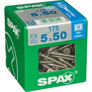 Lot de 175 vis inox tête fraisée torx SPAX, Diam.5 mm x L.50 mm