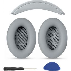 Coussinets d'oreille + bandeau de rechange compatibles avec casque Bose QuietComfort 45 QC45 GRIS