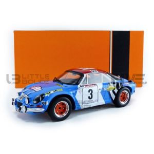 Voiture Miniature de Collection IXO 1-18 - ALPINE - RENAULT A110 - Tour de Corse 1973 - Blue / White / Red - 18RMC062B