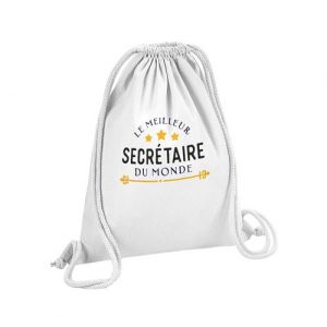 Fabulous Sac de Gym en Coton Blanc Le Meilleur Secr&eacute;taire du Monde 12 Litres