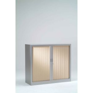 Armoire Monobloc H100xL 80xP43 cm 2 Tablettes Alu Rideaux Erable