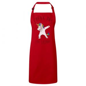 Fabulous Tablier Cuisine Premium Rouge J'Peux Pas J'Ai Licorne Qui Dab
